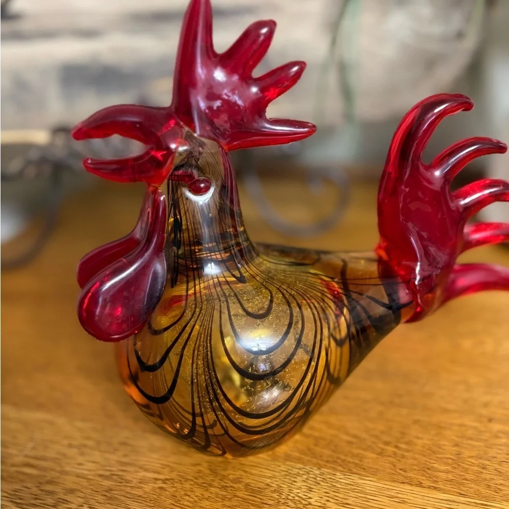 Large Robert Williams Studio Art Glass Rooster Figurine/ Paperweight
